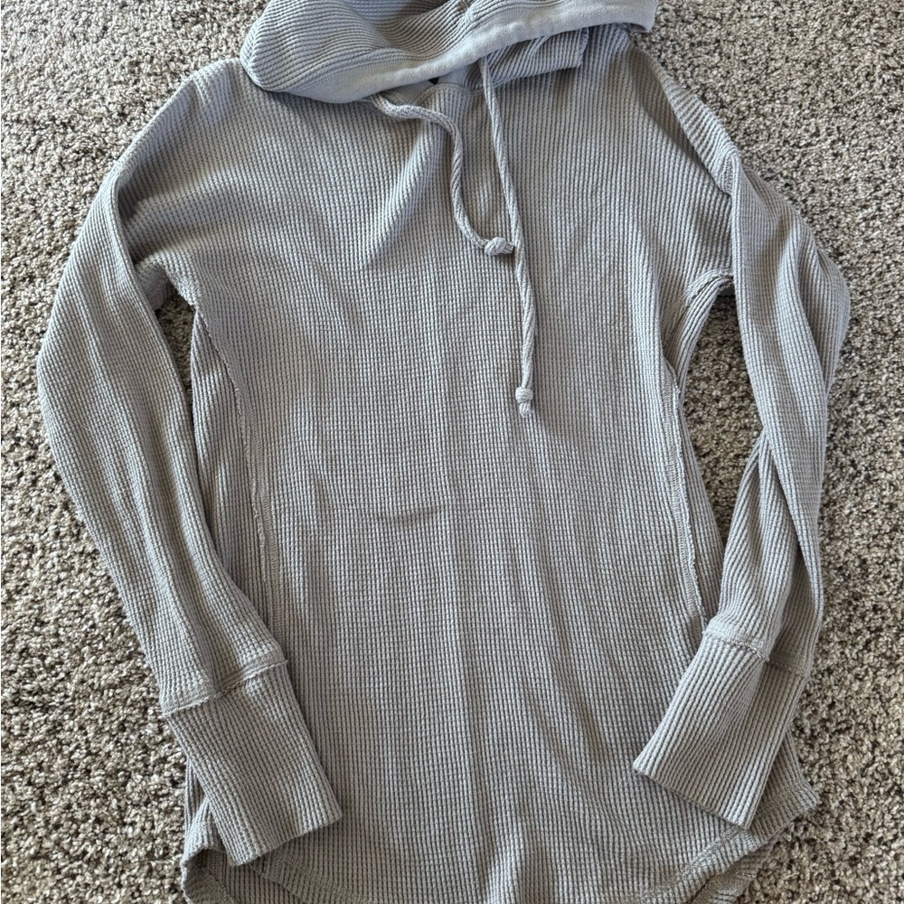 Abercrombie & FiTch Light Gray Waffle Knit Hooded Pullover